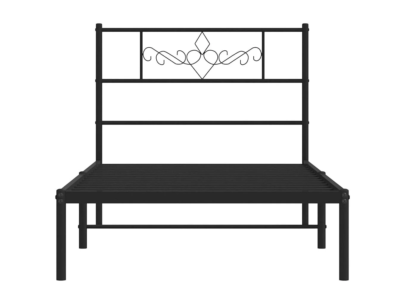 Lit simple | Lit adulte, enfant | Cadre de lit métal avec tête de lit noir 90x190 cm