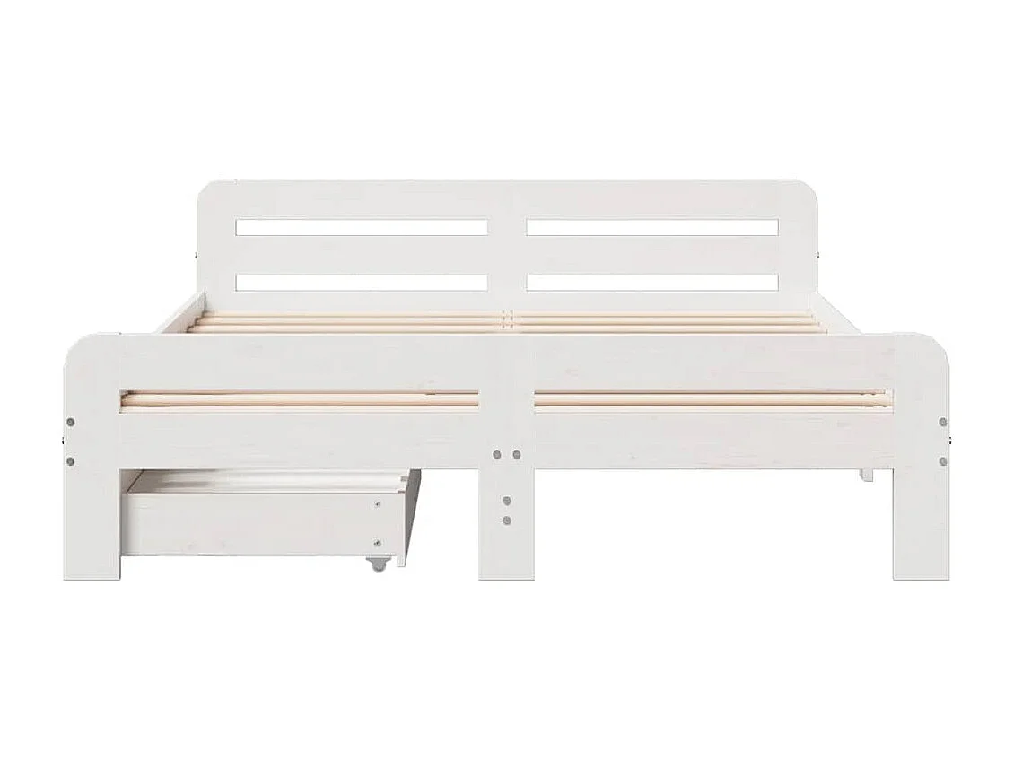 Lit double | Lit adulte | Cadre de lit blanc 160x200 cm bois de pin massif