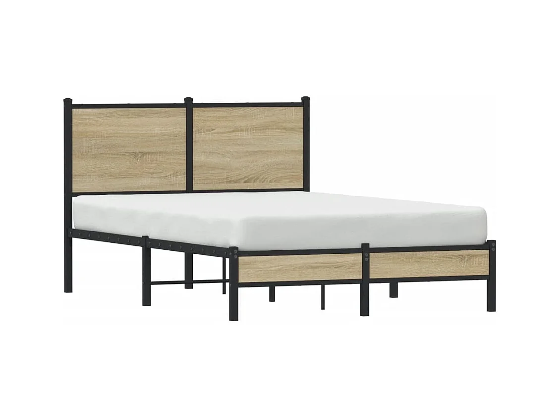 Letto per adulti | Letto singolo | Giroletto senza Materaso in Metallo Rovere Sonoma 120x200 cm