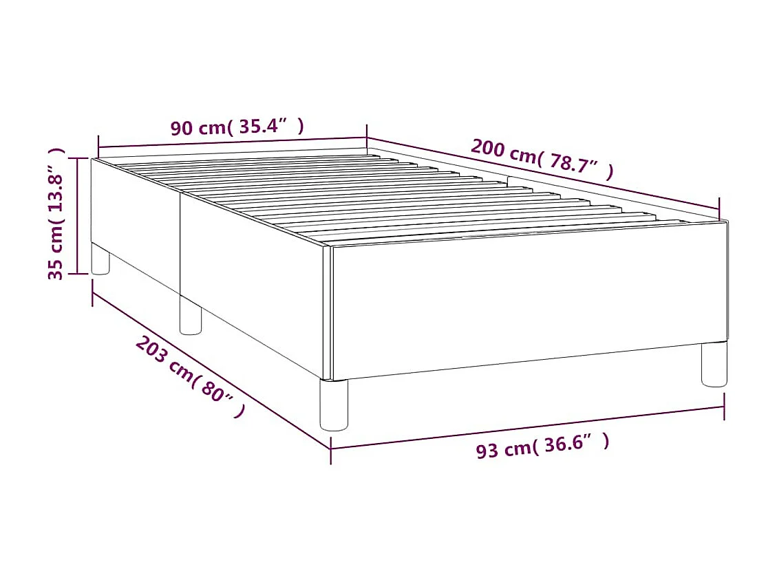 Lit simple | Lit adulte, enfant | Cadre de lit gris foncé 90x200 cm tissu
