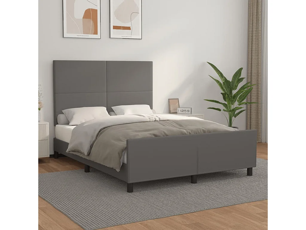 Lit double | Lit adulte | Cadre de lit gris 140x200 cm similicuir