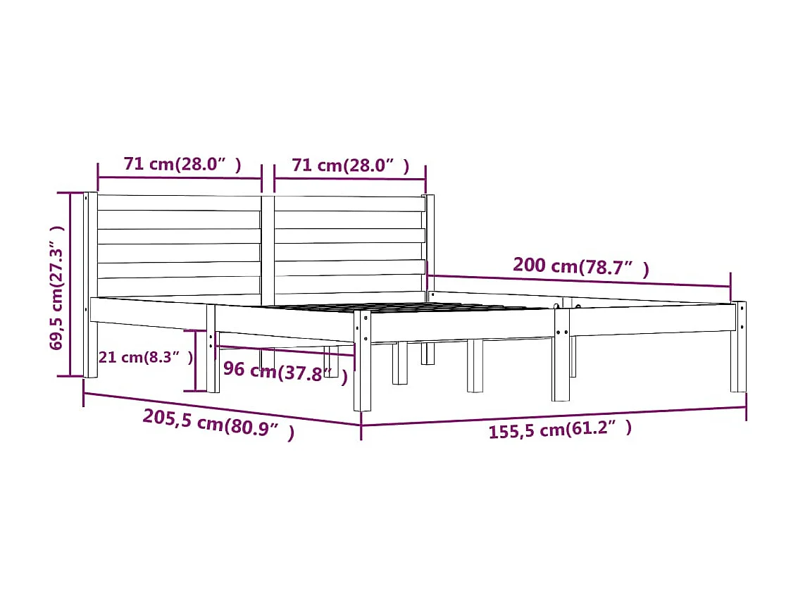 Lit double | Lit adulte | Cadre de lit 150x200 cm