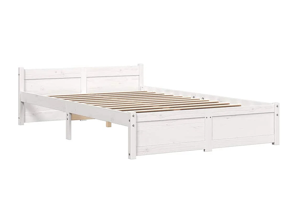 Lit simple | Lit adulte, enfant | Cadre de lit blanc bois massif 120x200 cm