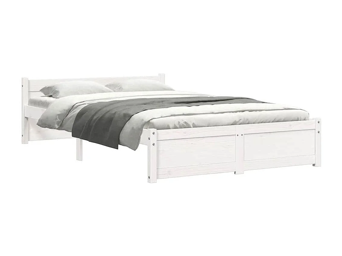 Lit simple | Lit adulte, enfant | Cadre de lit blanc bois massif 120x200 cm