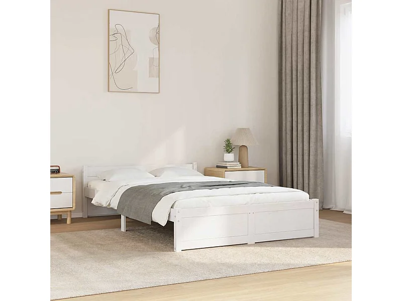 Lit simple | Lit adulte, enfant | Cadre de lit blanc bois massif 120x200 cm