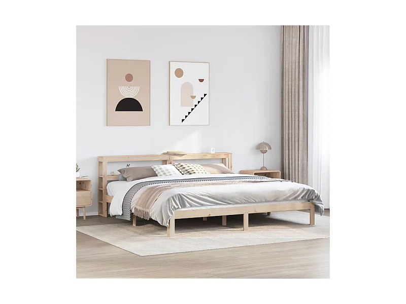 Letto per adulti | Letto matrimoniale | Giroletto con Testiera 180x200 cm Massello Pino