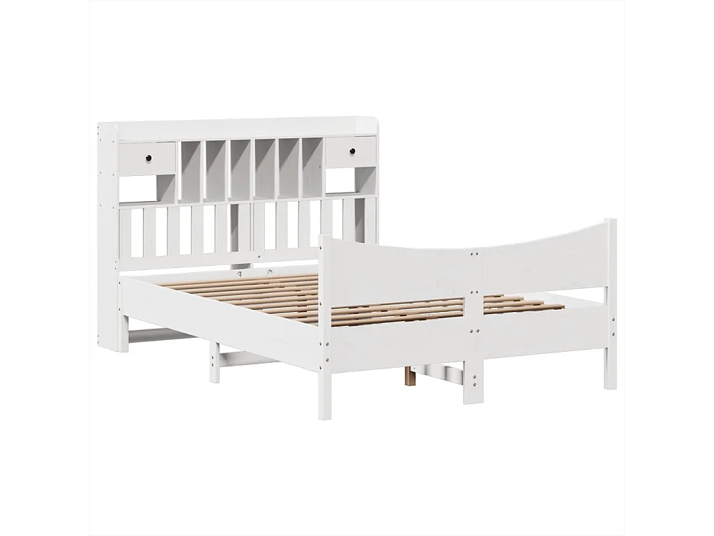 Lit double | Lit adulte | Cadre de lit blanc 150x200 cm bois de pin massif