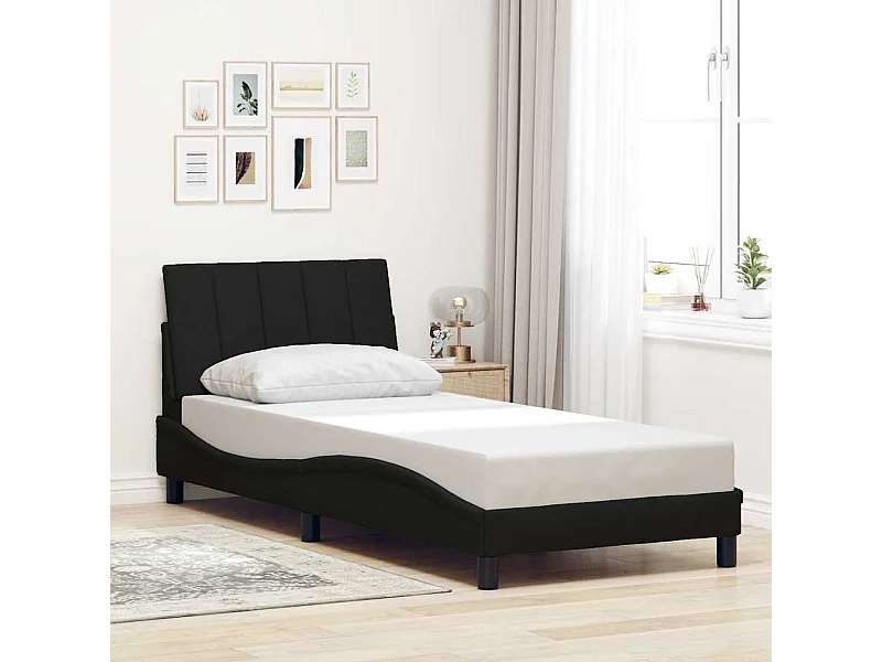 Letto per adulti | Letto singolo | Giroletto senza Materasso Hanko Nero 80x200 cm Tessuto