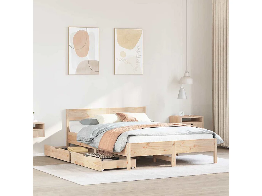 Lit double | Lit adulte | Cadre de lit 140x200 cm bois massif de pin