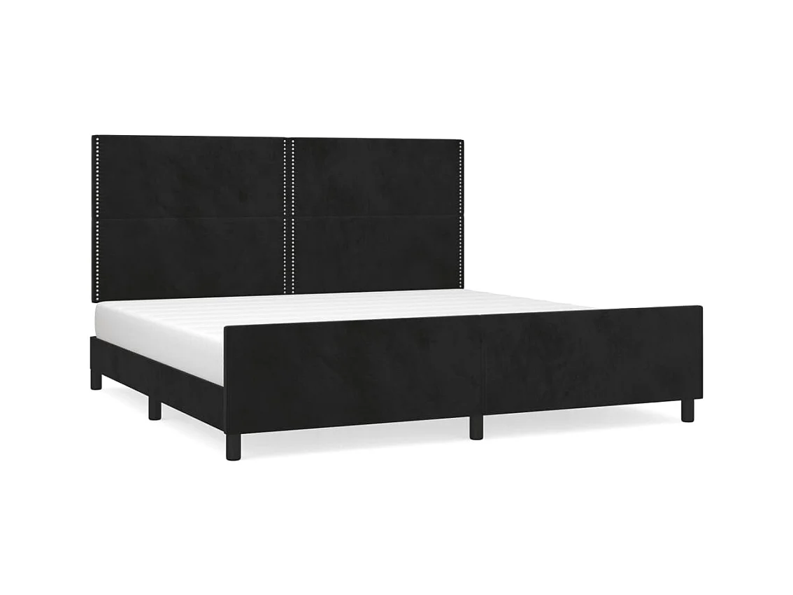 Lit double | Lit adulte | Cadre de lit noir 200x200 cm velours