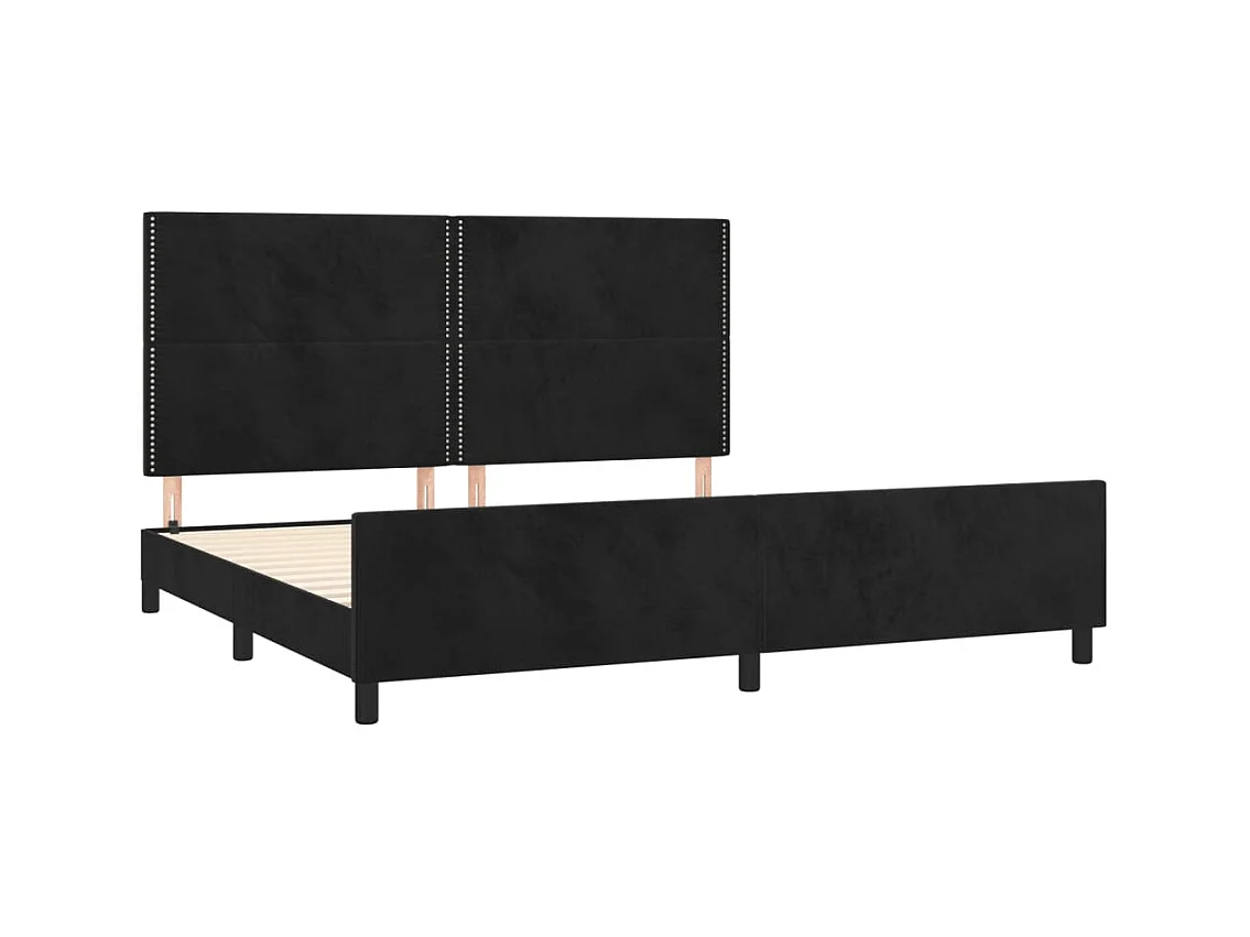 Lit double | Lit adulte | Cadre de lit noir 200x200 cm velours