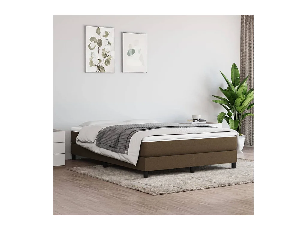 Lit double | Lit adulte | Cadre de lit marron foncé 140x190 cm tissu