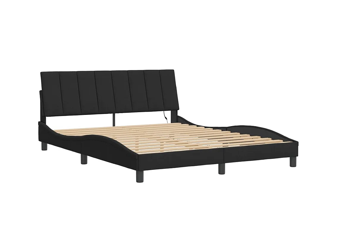 Lit double | Lit adulte | Cadre de lit avec LED noir 160x200 cm velours