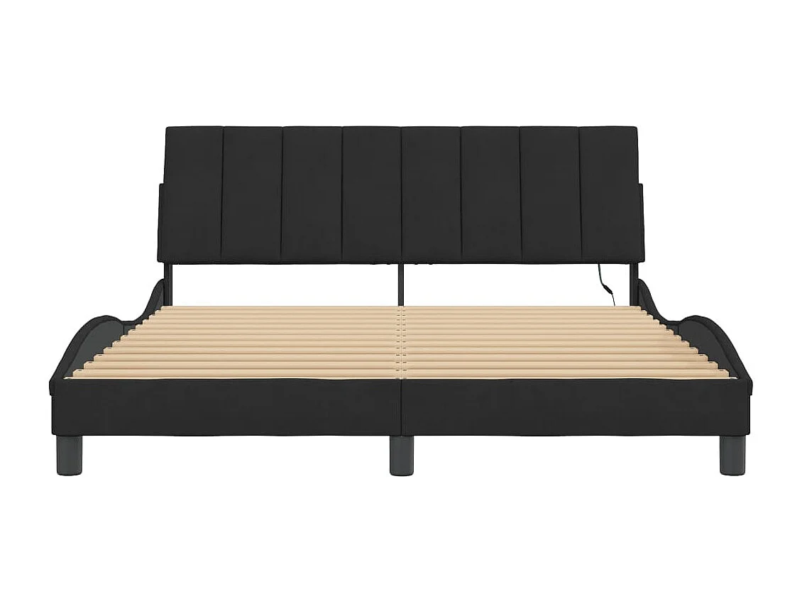 Lit double | Lit adulte | Cadre de lit avec LED noir 160x200 cm velours