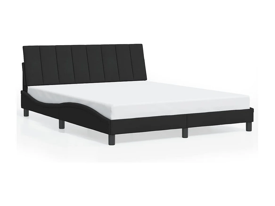 Letto per adulti | Letto matrimoniale | Giroletto con LED senza Materasso Hanko Nero 160x200 cm in Velluto