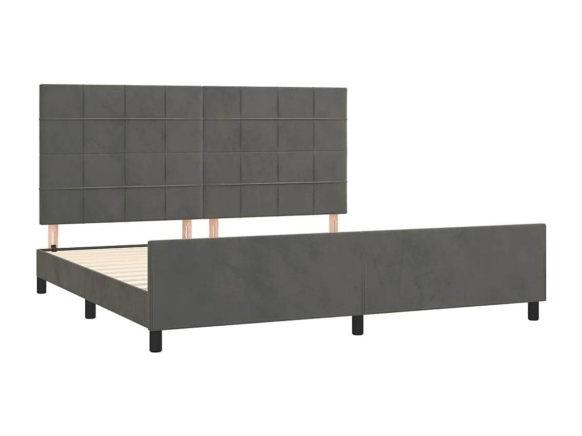 Lit double | Lit adulte | Cadre de lit gris foncé 200x200 cm velours