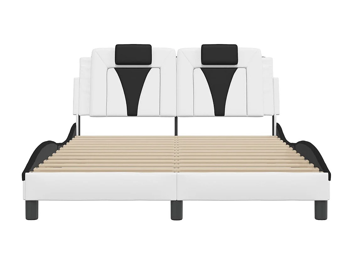 Lit double | Lit adulte | Cadre de lit avec LED blanc et noir 140x190 cm