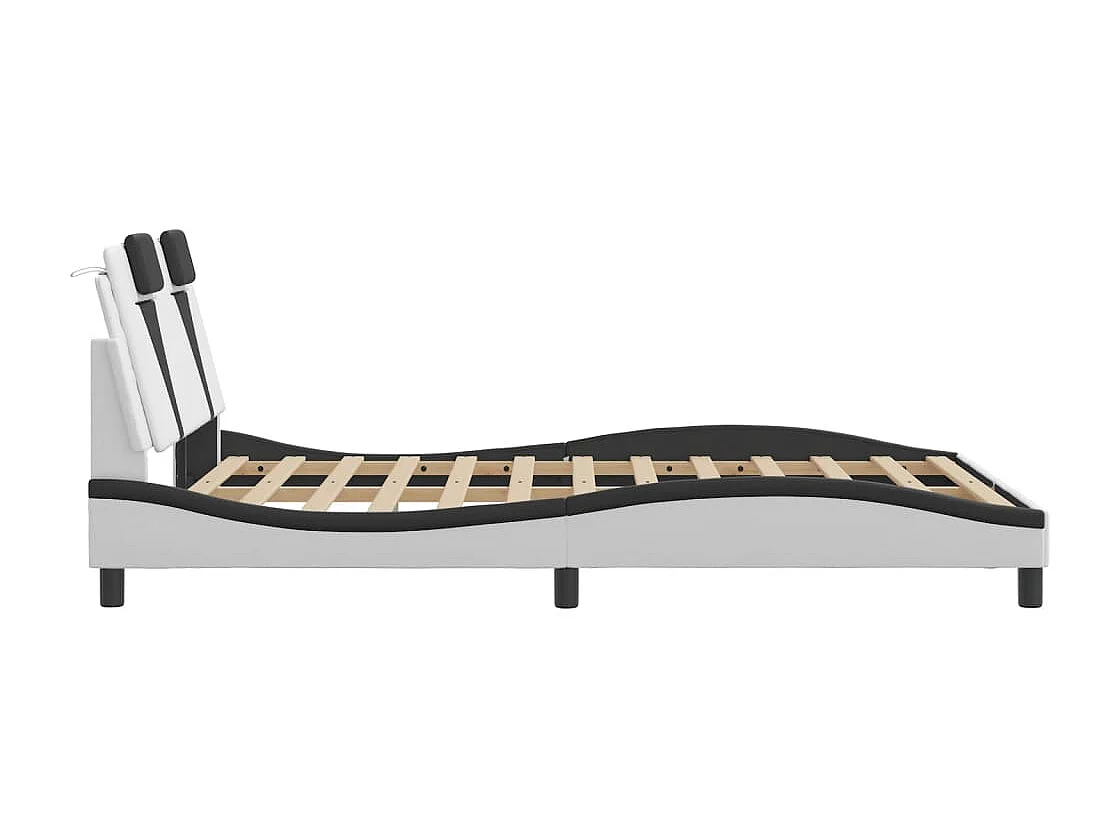 Lit double | Lit adulte | Cadre de lit avec LED blanc et noir 140x190 cm