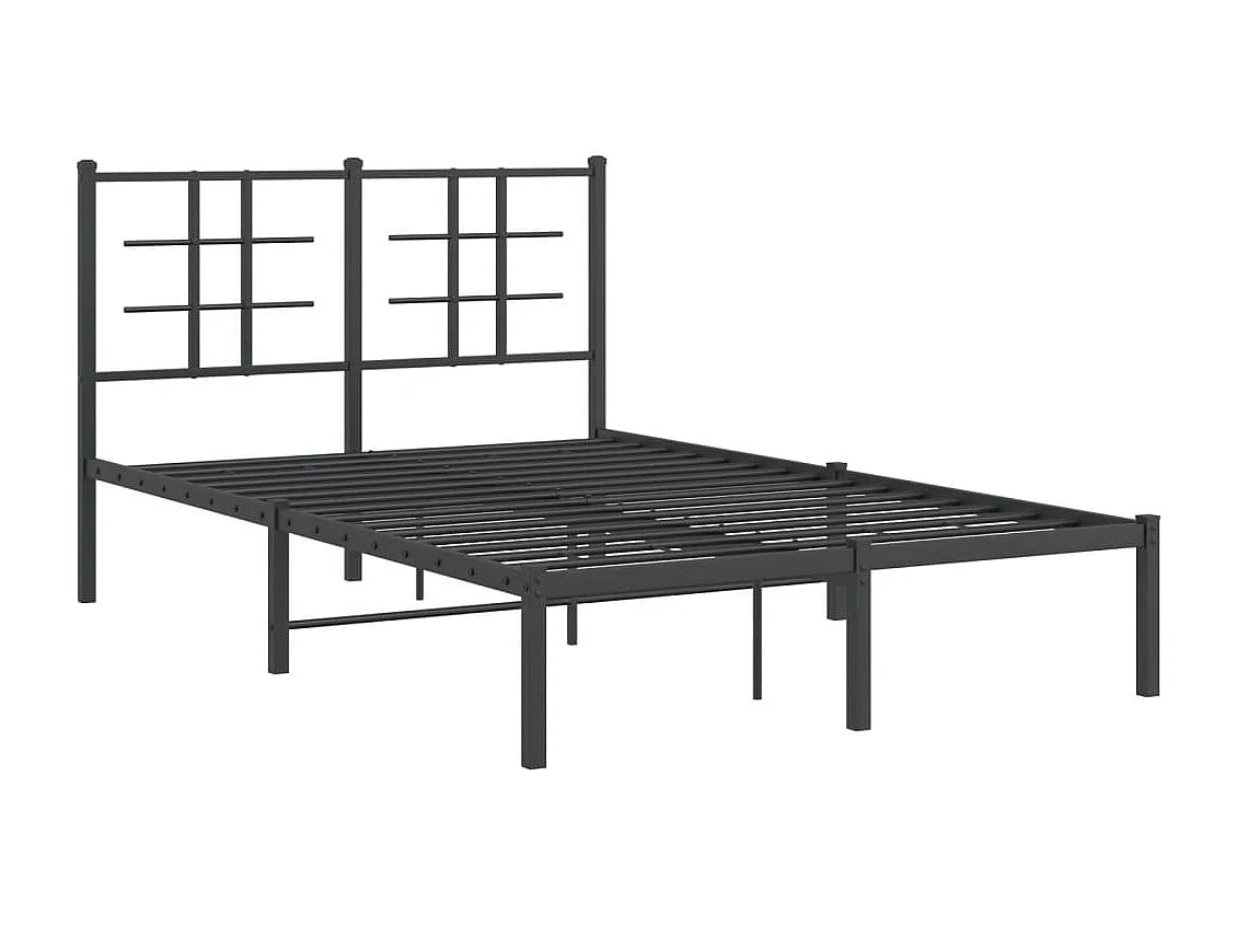 Lit simple | Lit adulte, enfant | Cadre de lit métal avec tête de lit noir 120x200cm
