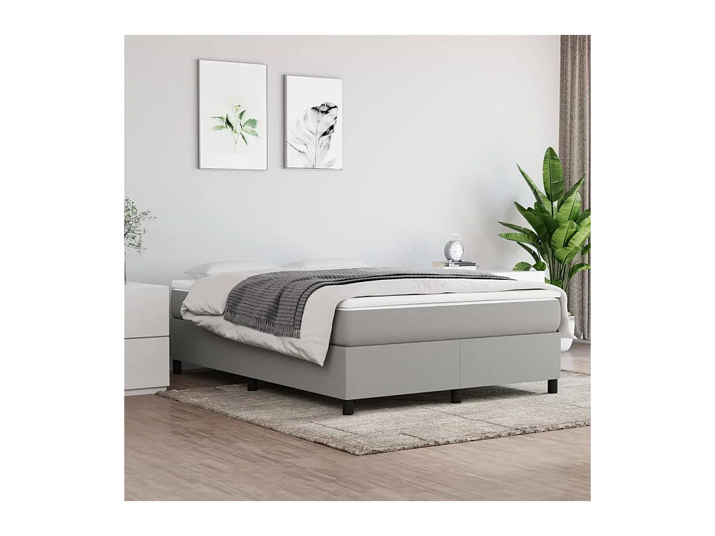 Lit double | Lit adulte | Cadre de lit gris clair 140x190 cm tissu