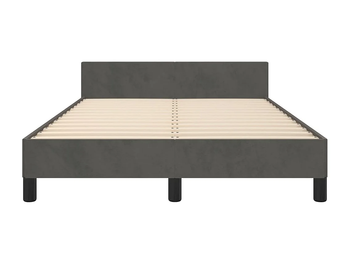 Lit simple | Lit adulte, enfant | Cadre de lit gris foncé 120x190 cm velours