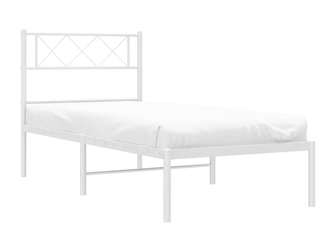 Lit simple | Lit adulte, enfant | Cadre de lit métal avec tête de lit blanc 80x200cm