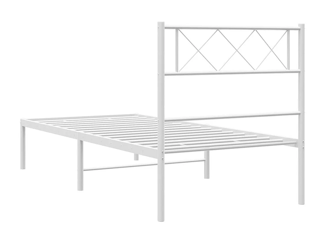 Lit simple | Lit adulte, enfant | Cadre de lit métal avec tête de lit blanc 80x200cm