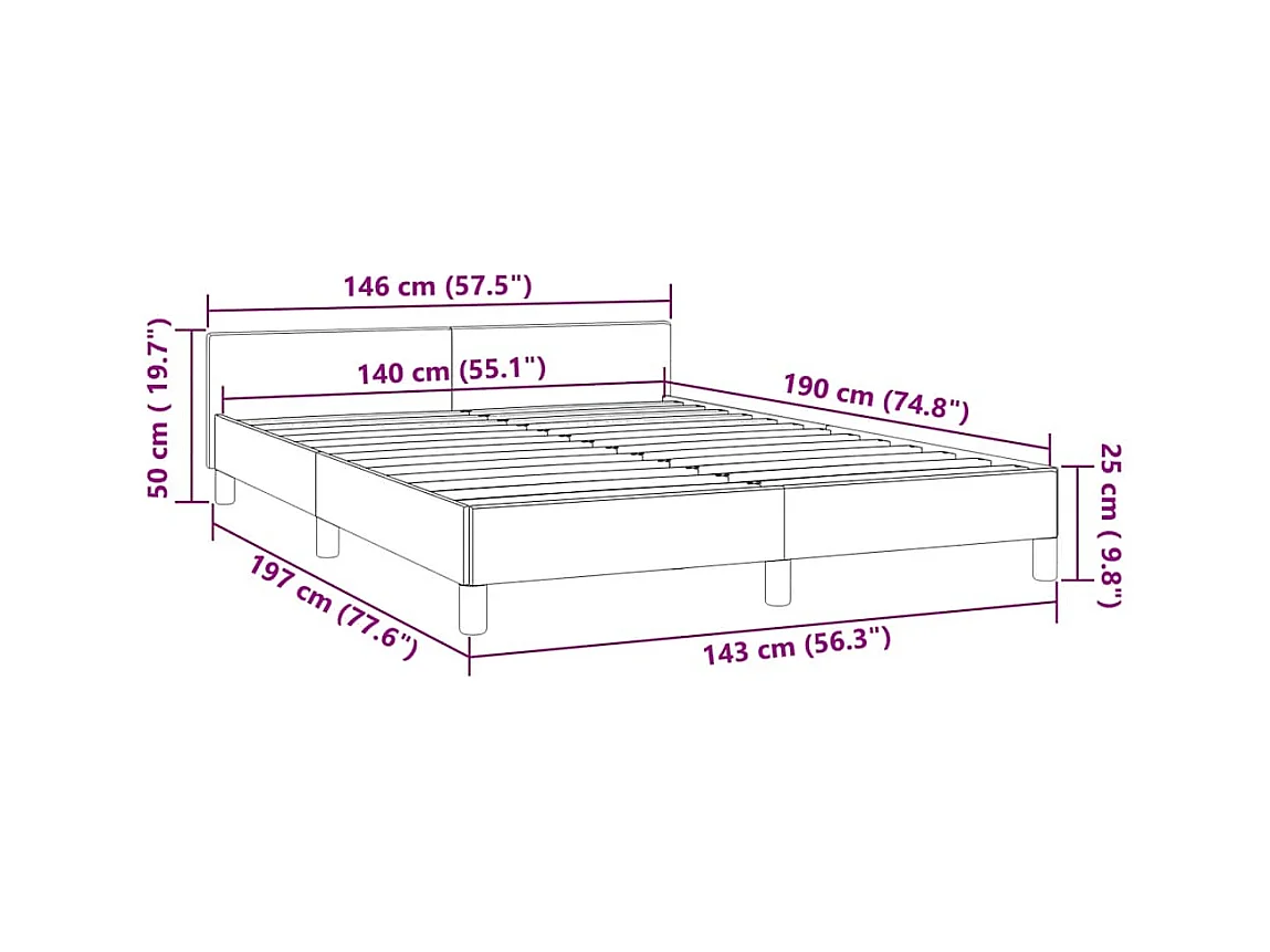 Lit double | Lit adulte | Cadre de lit bleu foncé 140x190 cm velours