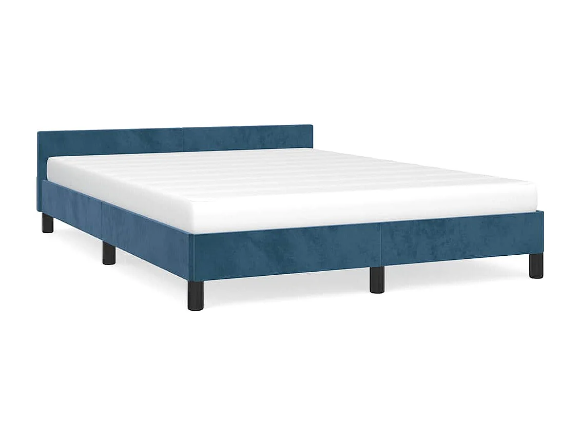 Lit double | Lit adulte | Cadre de lit bleu foncé 140x190 cm velours