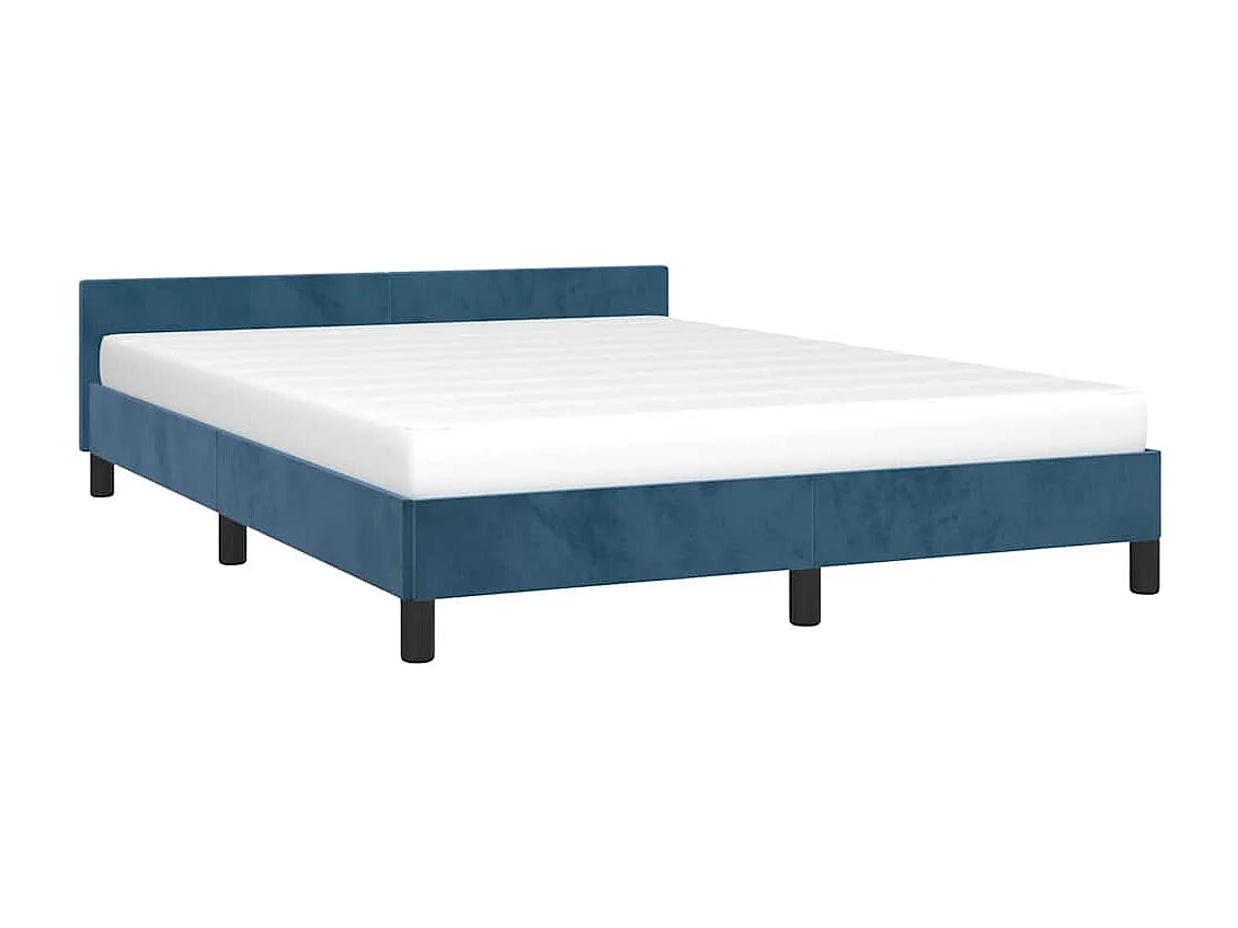 Lit double | Lit adulte | Cadre de lit bleu foncé 140x190 cm velours