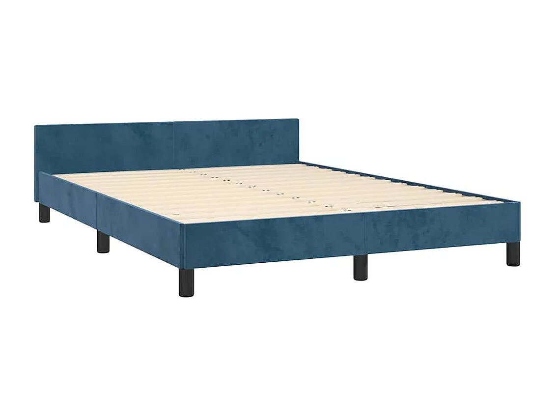 Lit double | Lit adulte | Cadre de lit bleu foncé 140x190 cm velours