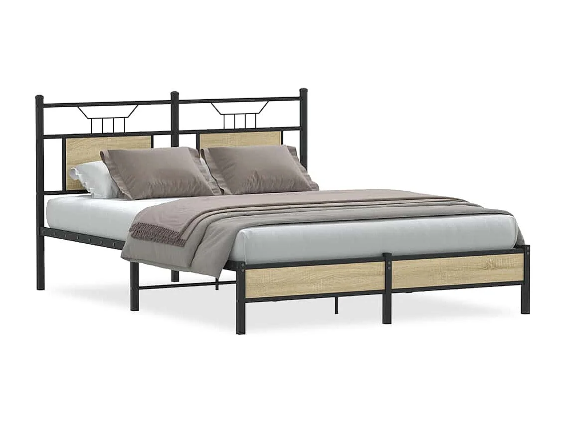 Letto per adulti | Letto matrimoniale | Giroletto senza Materasso Rovere Sonoma 140x190cm in Truciolato