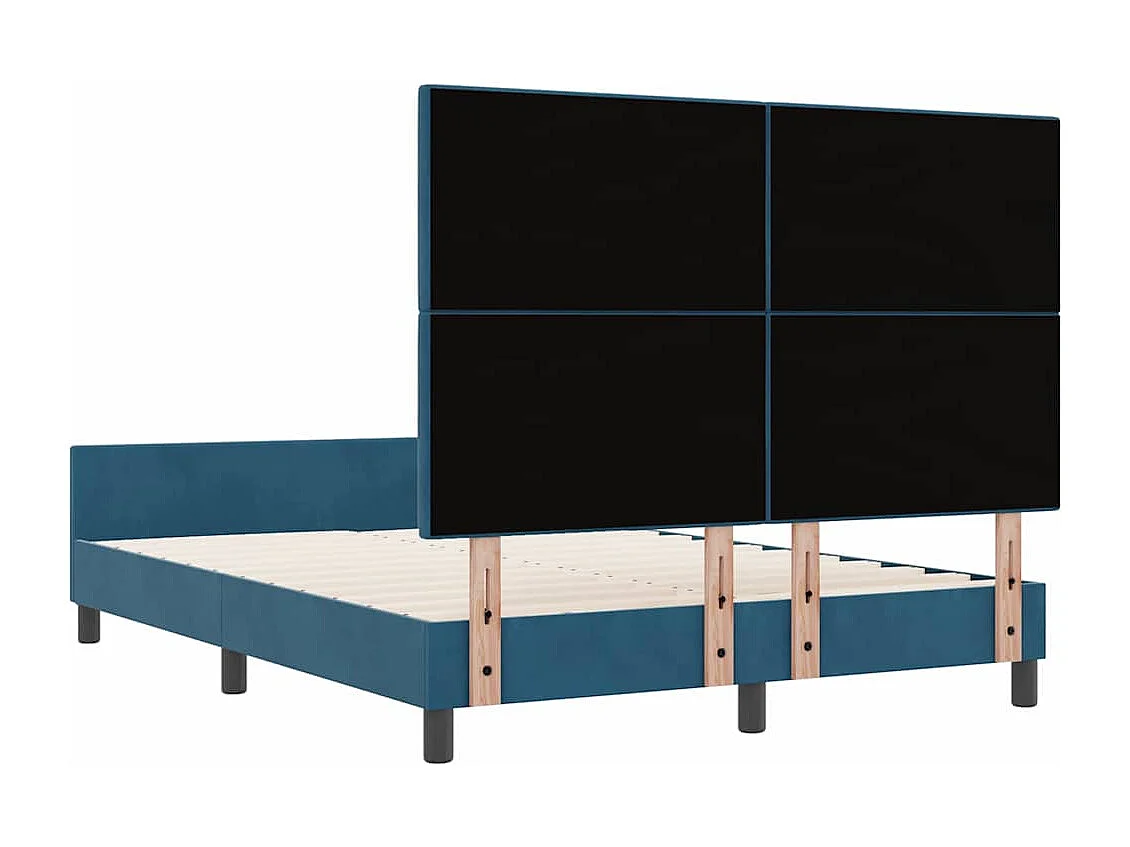 Lit double | Lit adulte | Cadre de lit avec tête de lit Bleu foncé 140x200 cm Velours