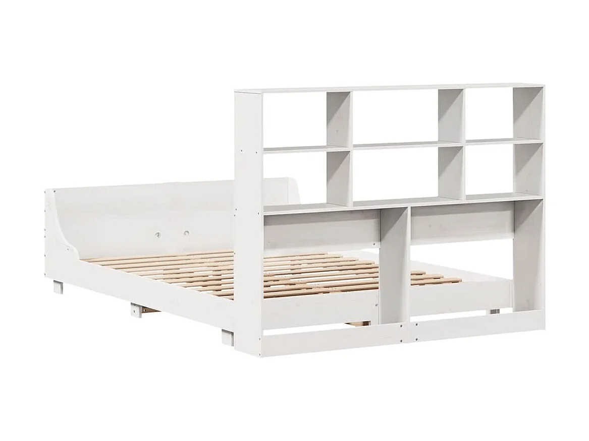 Lit double | Lit adulte | Cadre de lit blanc 140x200 cm bois de pin massif