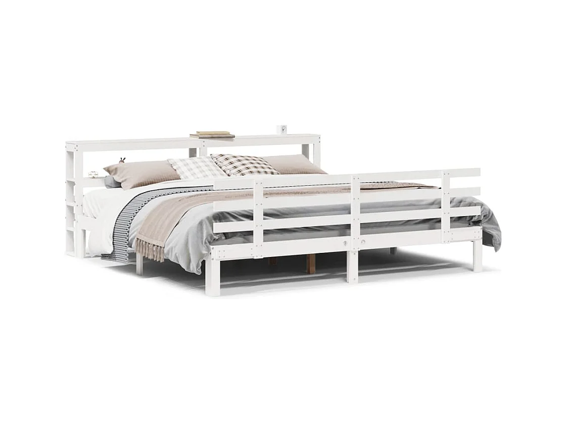 Letto per adulti | Letto matrimoniale | Giroletto con Testiera senza Materasso Bianco 200x200 cm