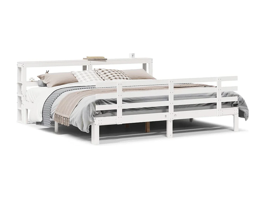 Letto per adulti | Letto matrimoniale | Giroletto con Testiera senza Materasso Bianco 200x200 cm