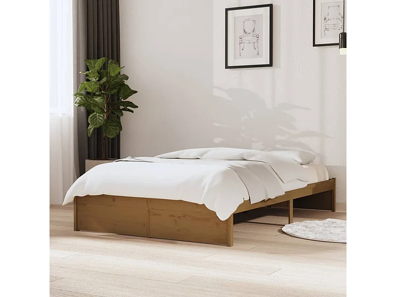 Lit simple | Lit adulte, enfant | Cadre de lit marron miel bois massif 120x190 cm