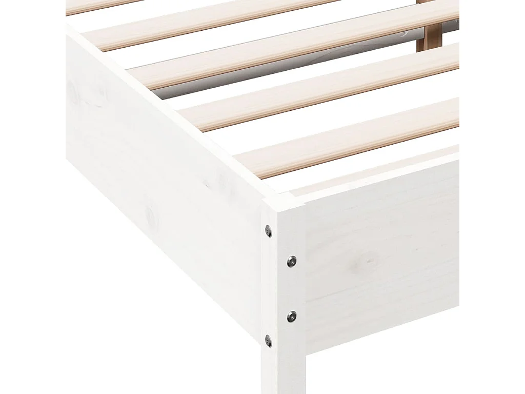 Lit double | Lit adulte | Cadre de lit blanc 200x200 cm bois massif de pin