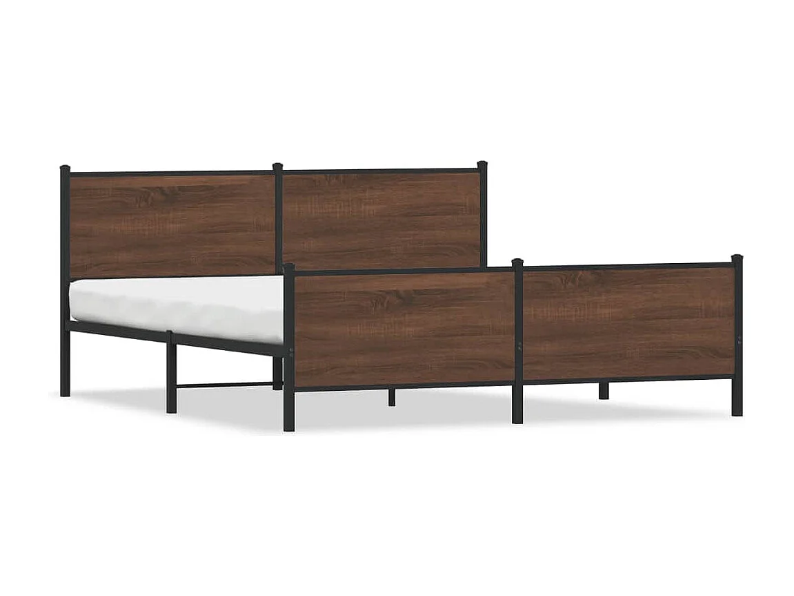 Lit double | Lit adulte | Cadre de lit en métal chêne marron 193x203 cm