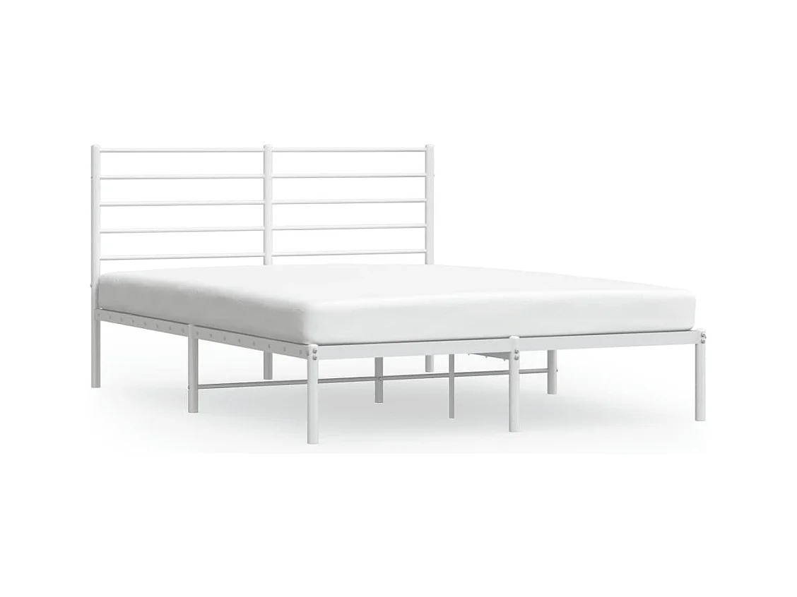 Lit double | Lit adulte | Cadre de lit métal et tête de lit blanc 140x190 cm