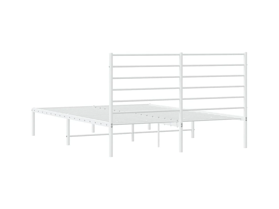 Lit double | Lit adulte | Cadre de lit métal et tête de lit blanc 140x190 cm