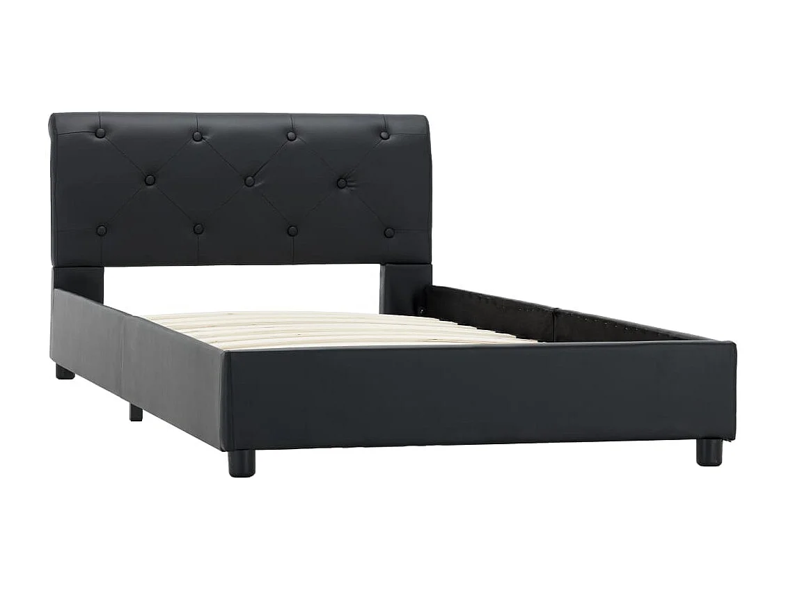 Lit simple | Lit adulte, enfant | Cadre de lit noir similicuir 90x200 cm