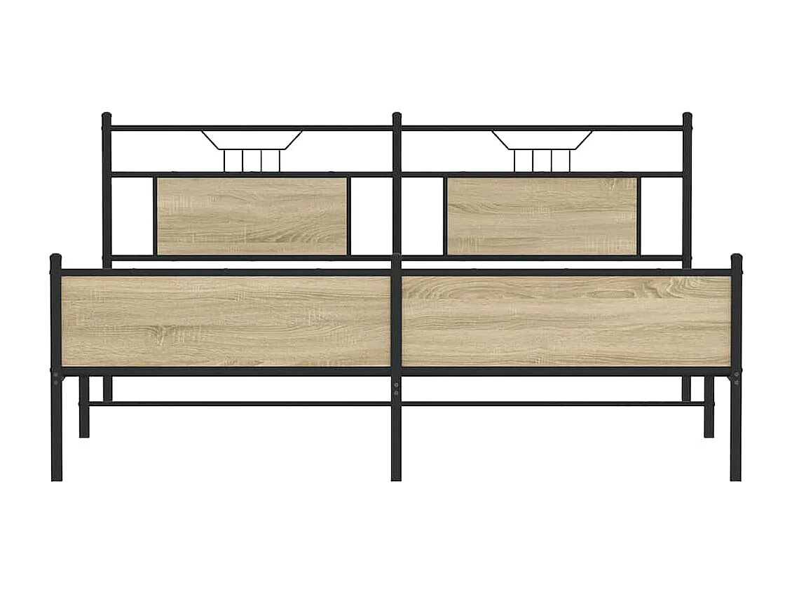 Lit double | Lit adulte | Cadre de lit en métal chêne sonoma 183x213 cm