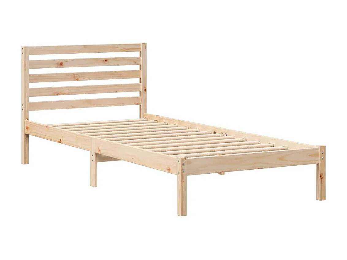 Lit simple | Lit adulte, enfant | Cadre de lit Marron 100x220 cm Bois massif en pin