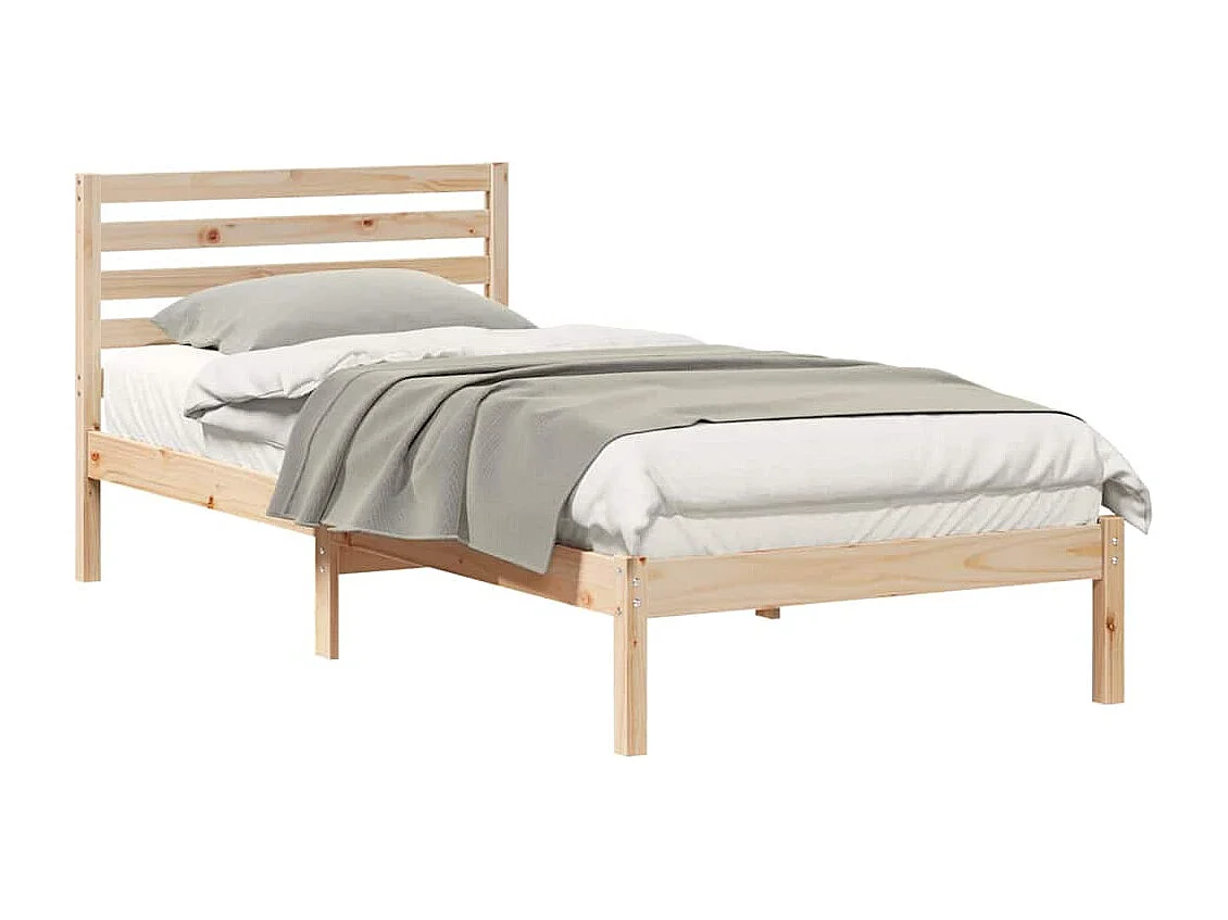 Lit simple | Lit adulte, enfant | Cadre de lit Marron 100x220 cm Bois massif en pin