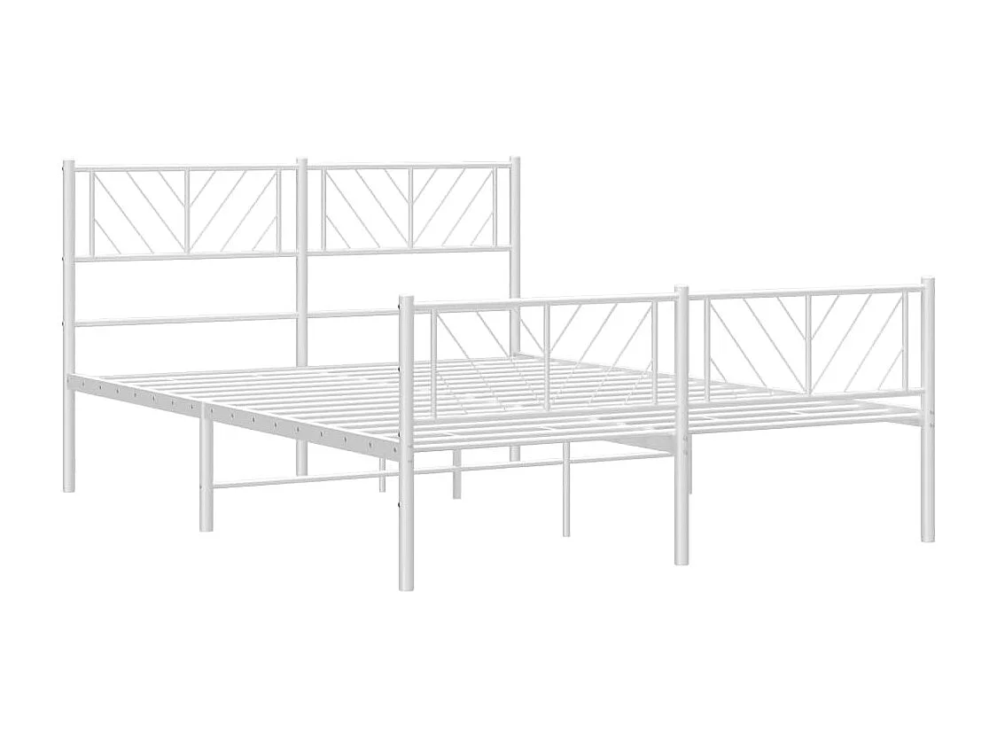Lit simple | Lit adulte, enfant | Cadre de lit métal et pied de lit blanc 120x200 cm