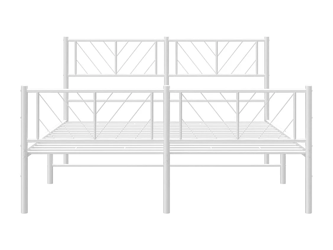 Lit simple | Lit adulte, enfant | Cadre de lit métal et pied de lit blanc 120x200 cm