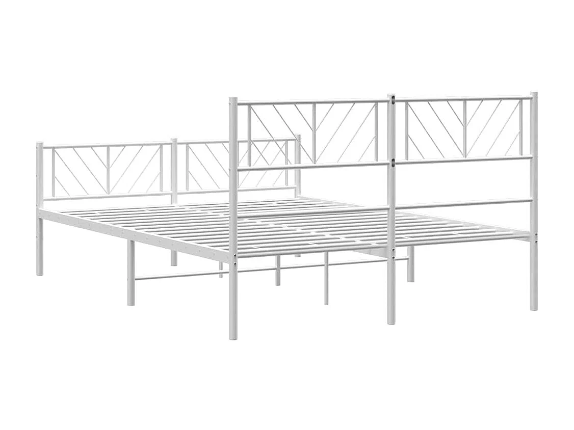 Lit simple | Lit adulte, enfant | Cadre de lit métal et pied de lit blanc 120x200 cm