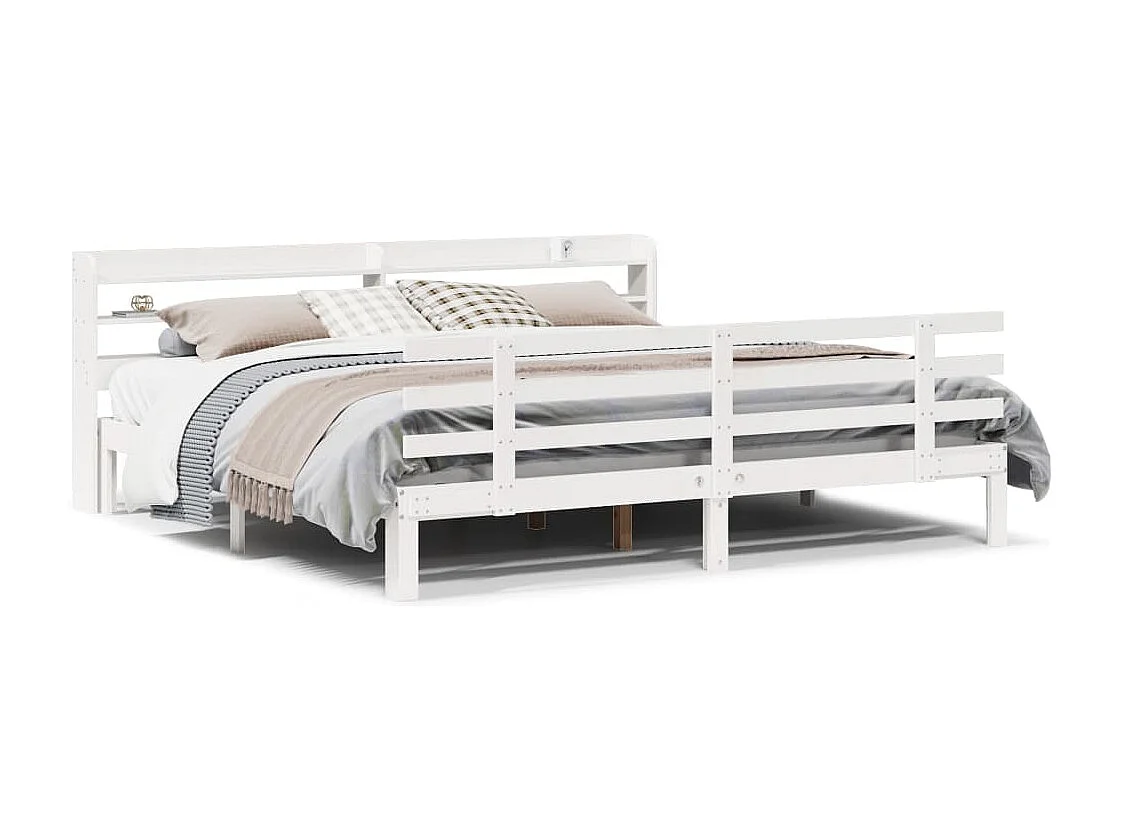 Letto per adulti | Letto matrimoniale | Giroletto con Testiera senza Materasso Bianco 200x200 cm