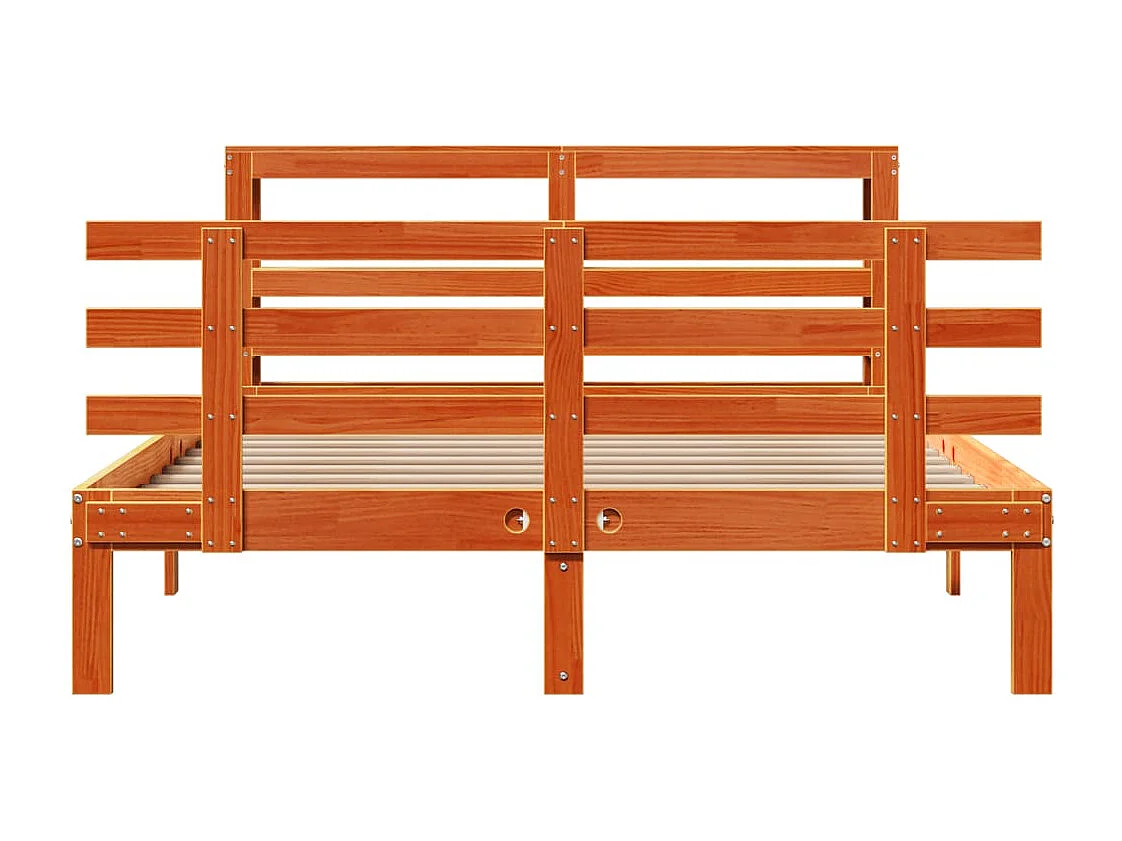 Lit double | Lit adulte | Cadre de lit et tête de lit cire marron 140x190 cm
